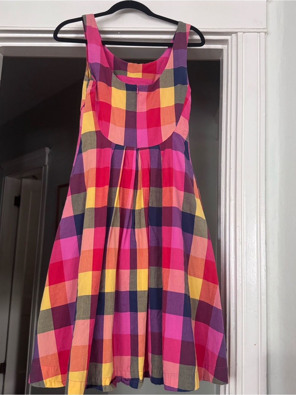 Emily and Fin Sunset Plaid Dress tank sleeveless pink yellow orange bright boho - Picture 4 of 10
